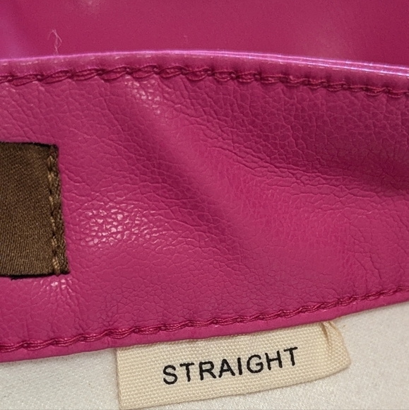 JUDY BLUE Hot Pink Vegan Leather Straight Leg Pants, Like New, Size 24 - Picture 8 of 13